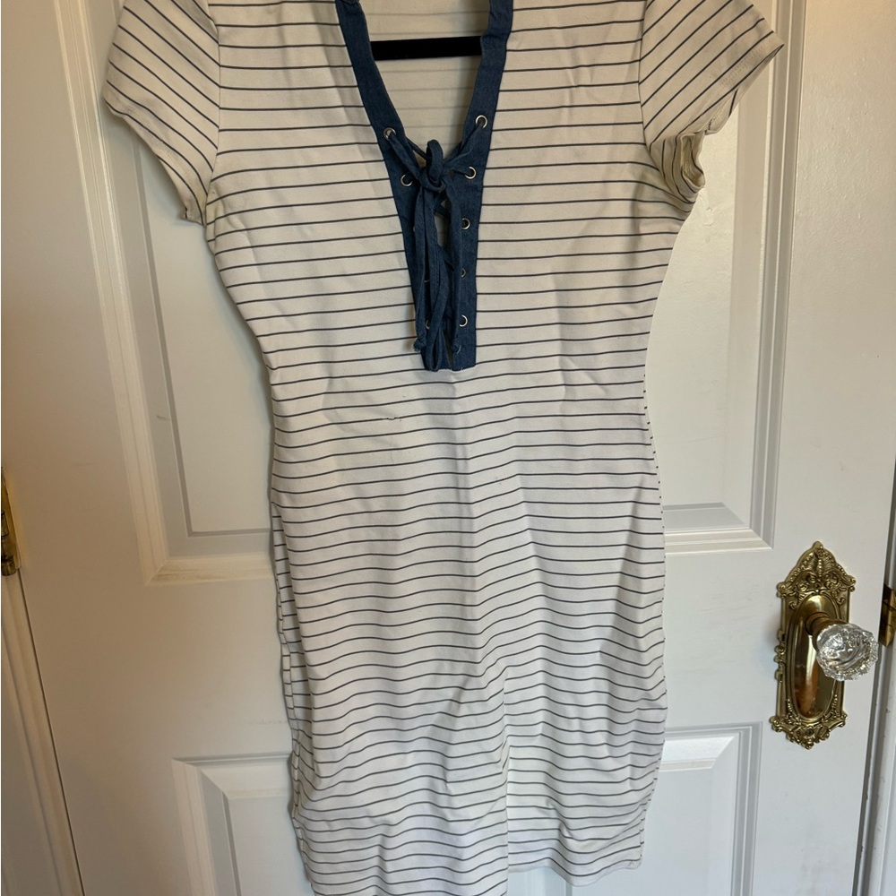Striped Navy and White Casual Dress